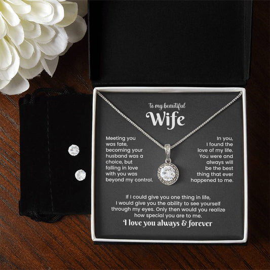 Wife Necklace & Earring Gift Set