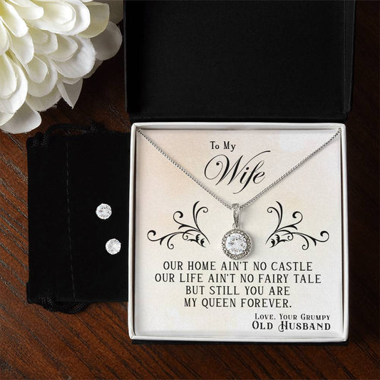 Queen Hope Necklace and Earring Set - The Perfect Gift for My Wife-[Heartfelt Family Gift]