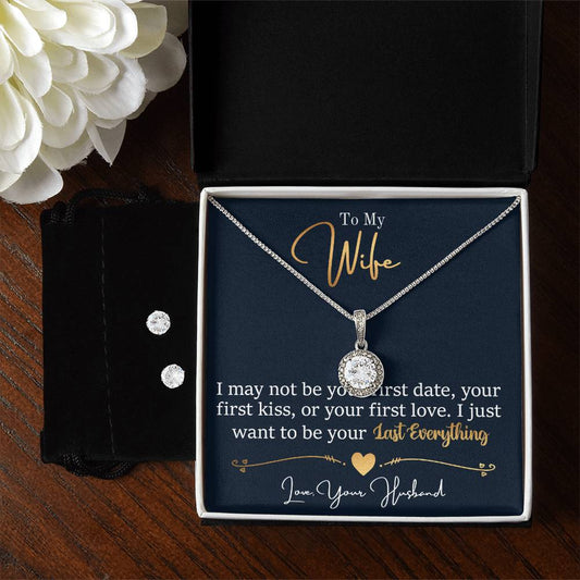 Last Everything To My Wife Hope Necklace  Earring Set-[Heartfelt Family Gift]