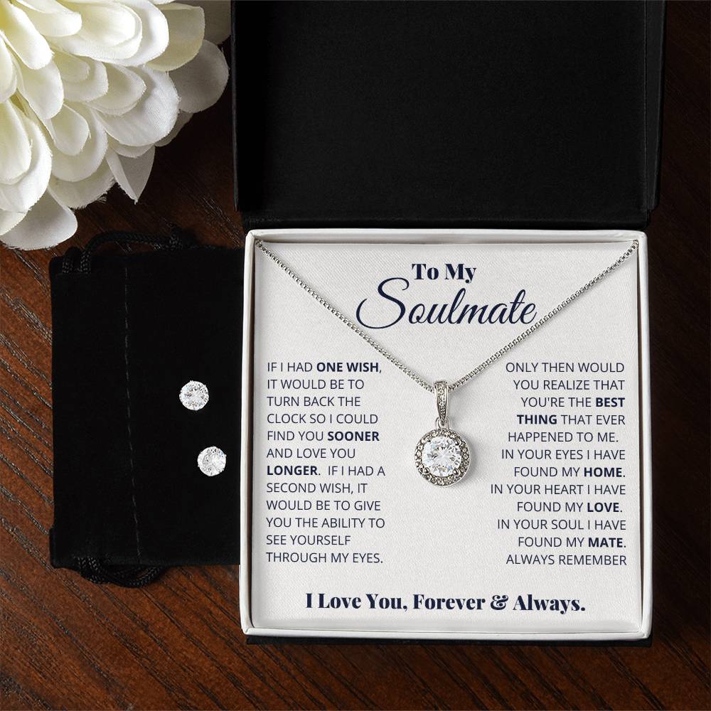 Soulmate Eternal Hope Necklace  Earring Set - Perfect Gift for Your Special Someone-[Heartfelt Family Gift]