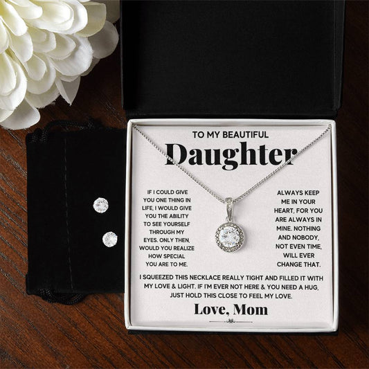 Daughter My Everything Hope Necklace and Earring Set - Perfect Gift for Your Beloved Daughter-[Heartfelt Family Gift]