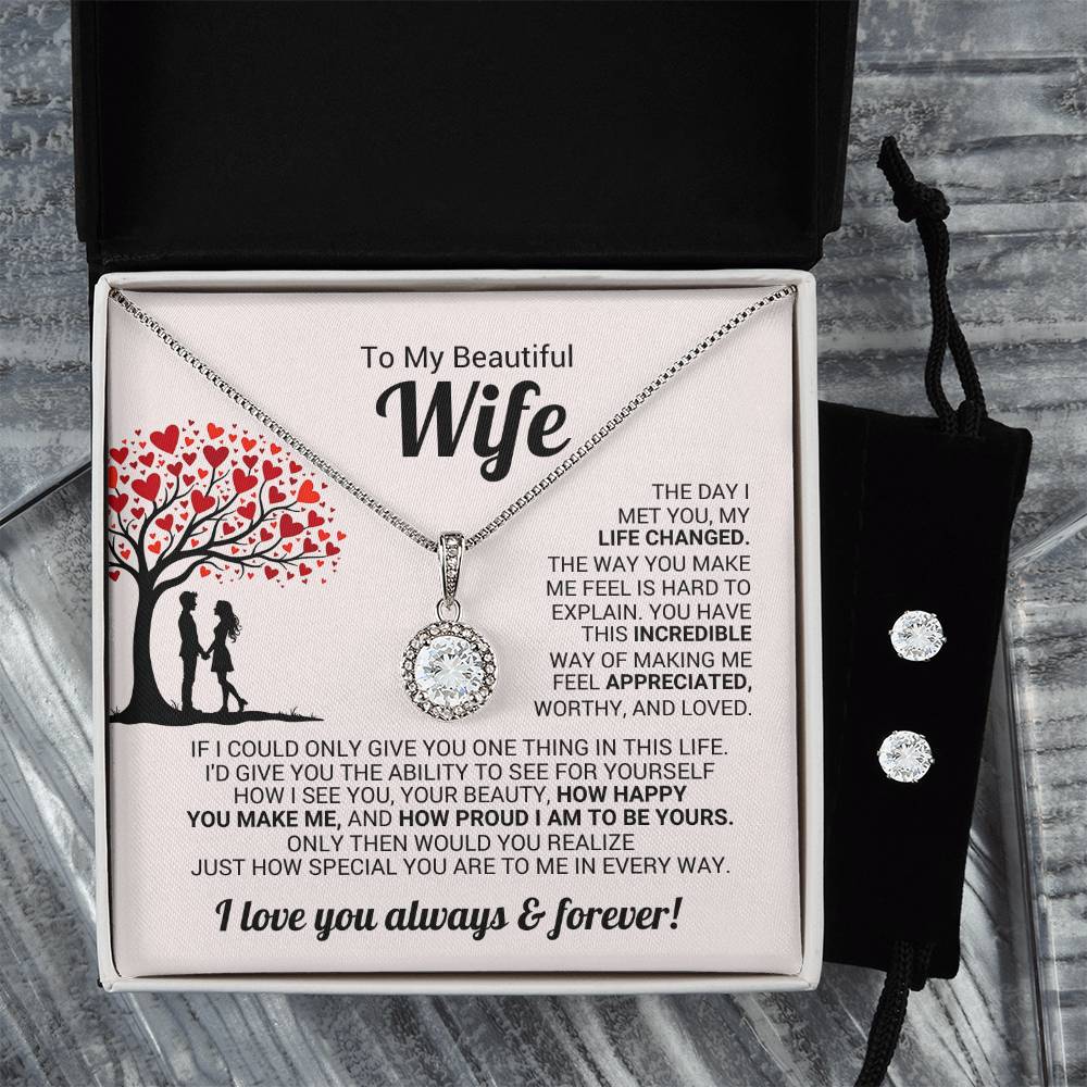 Wife Necklace & Earring Gift Set