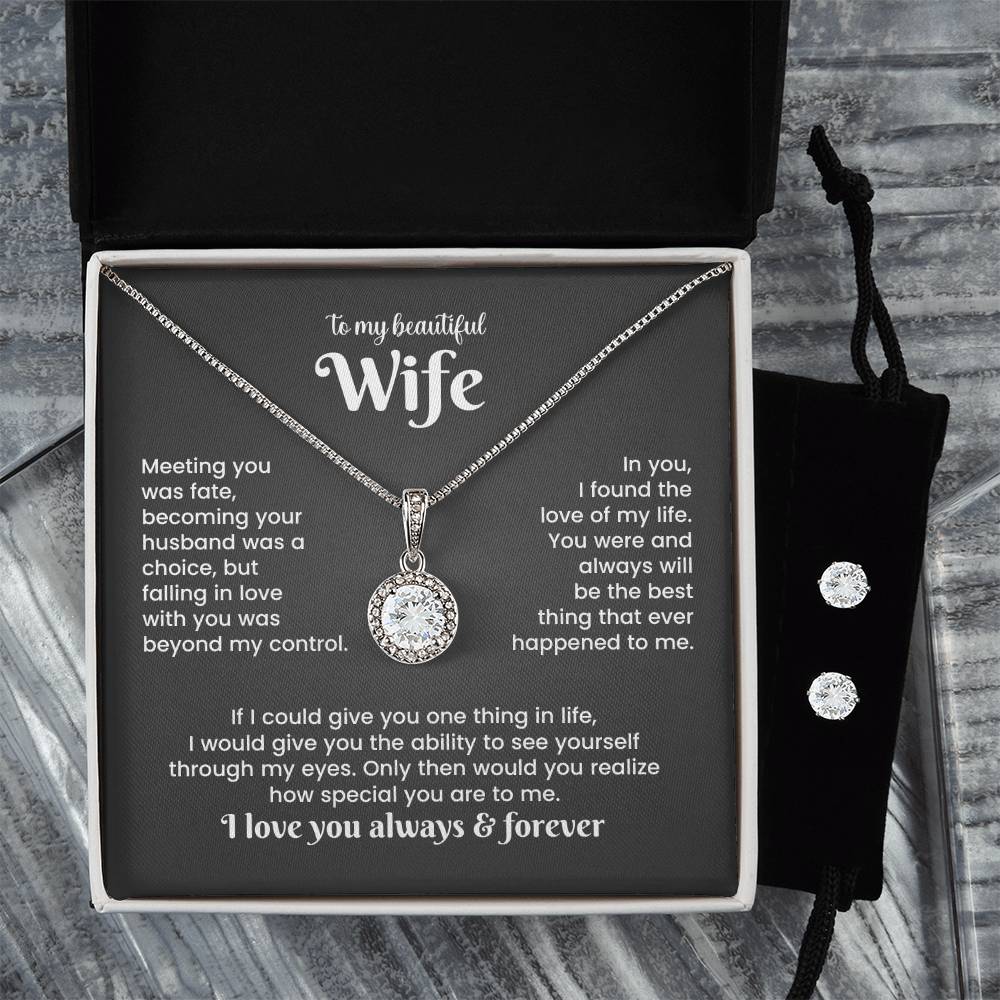 Wife Necklace & Earring Gift Set