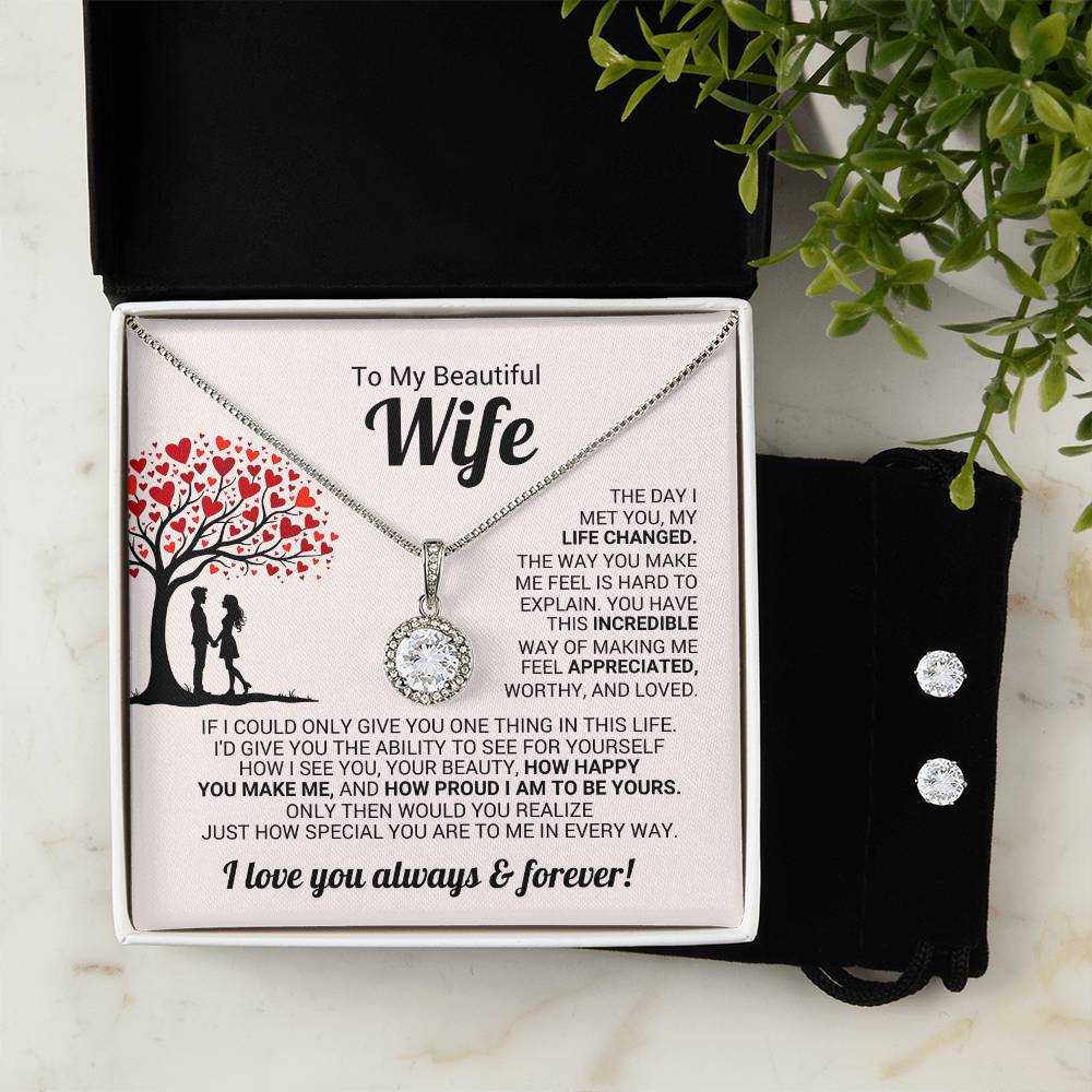 Wife Necklace & Earring Gift Set