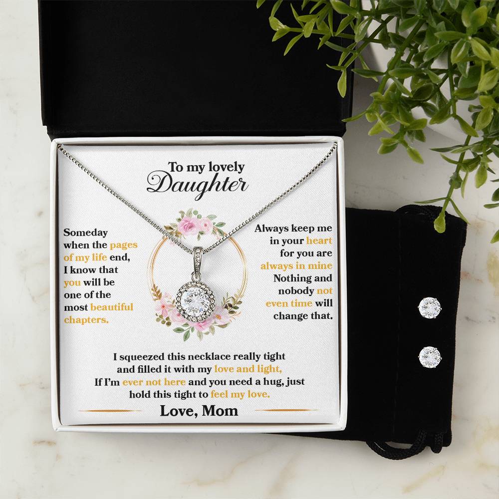 Daughter Eternal Hope Necklace  Earrings Set - Personalized Gift for Her-[Heartfelt Family Gift]