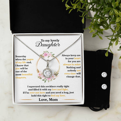 Daughter Eternal Hope Necklace  Earrings Set - Personalized Gift for Her-[Heartfelt Family Gift]