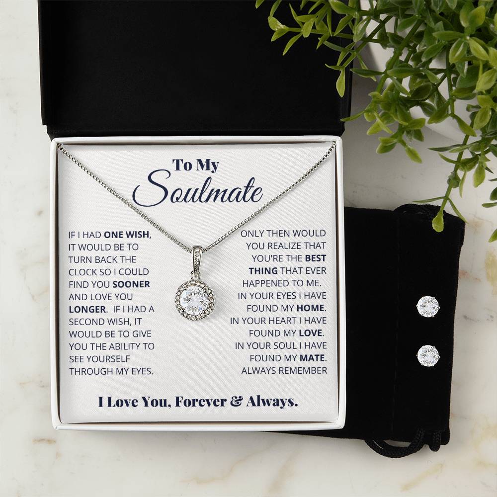 Soulmate Eternal Hope Necklace  Earring Set - Perfect Gift for Your Special Someone-[Heartfelt Family Gift]
