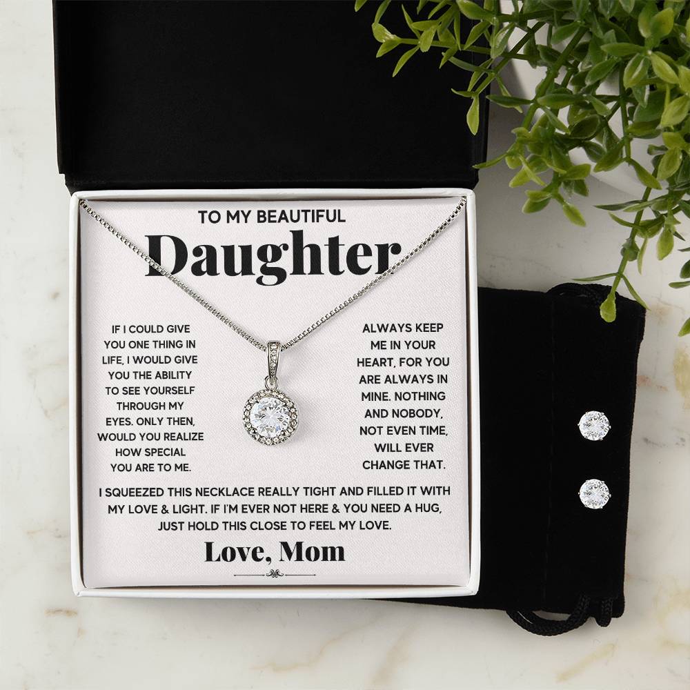 Daughter My Everything Hope Necklace and Earring Set - Perfect Gift for Your Beloved Daughter-[Heartfelt Family Gift]