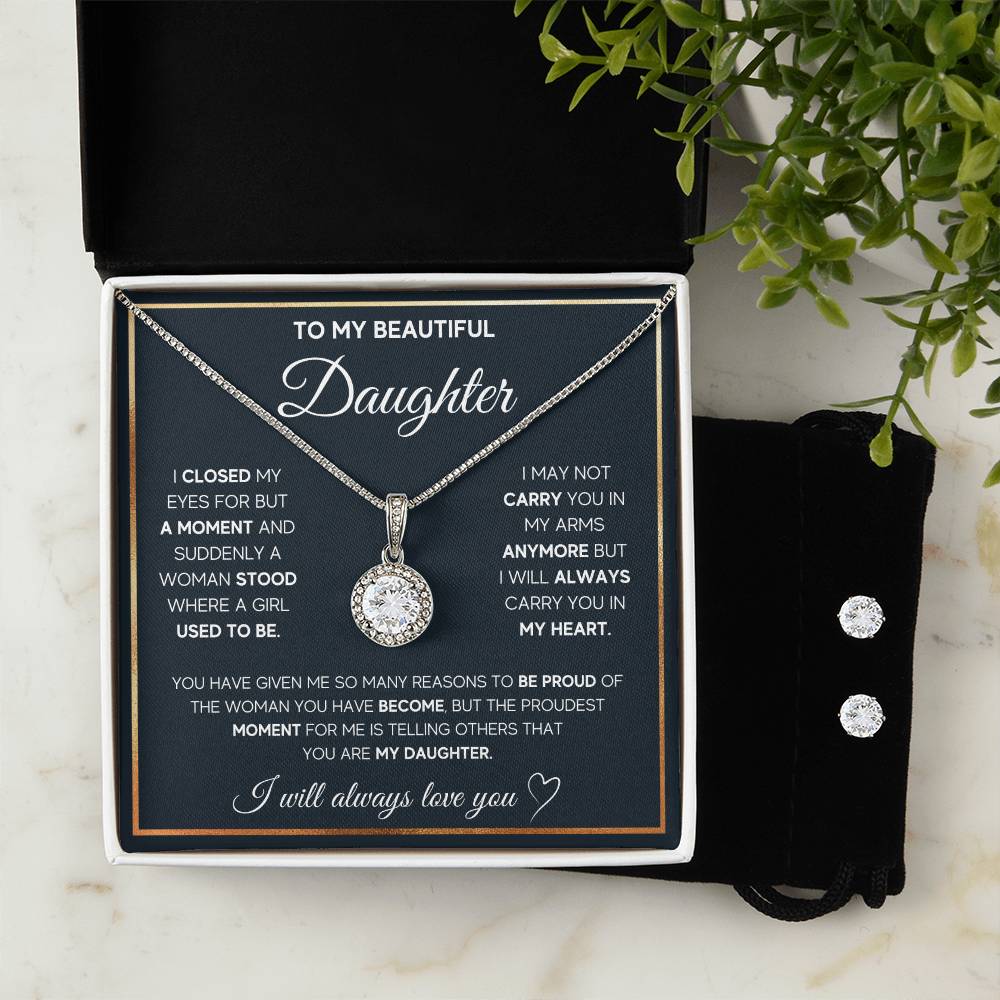 Hope Design Monogram Love You Always Necklace and Earring Set - Gift for Daughter-[Heartfelt Family Gift]