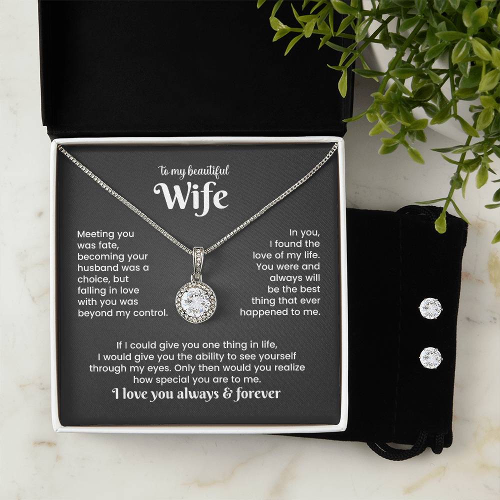 Wife Necklace & Earring Gift Set