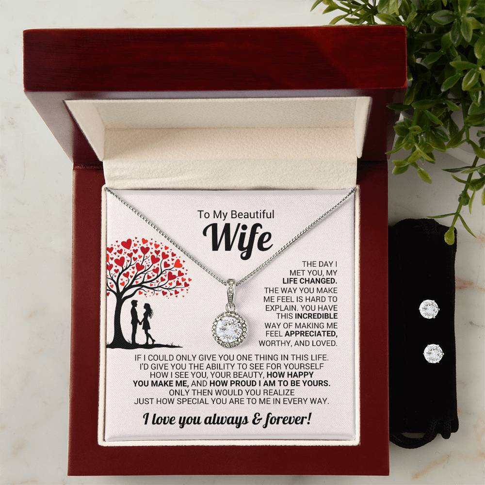 Wife Necklace & Earring Gift Set