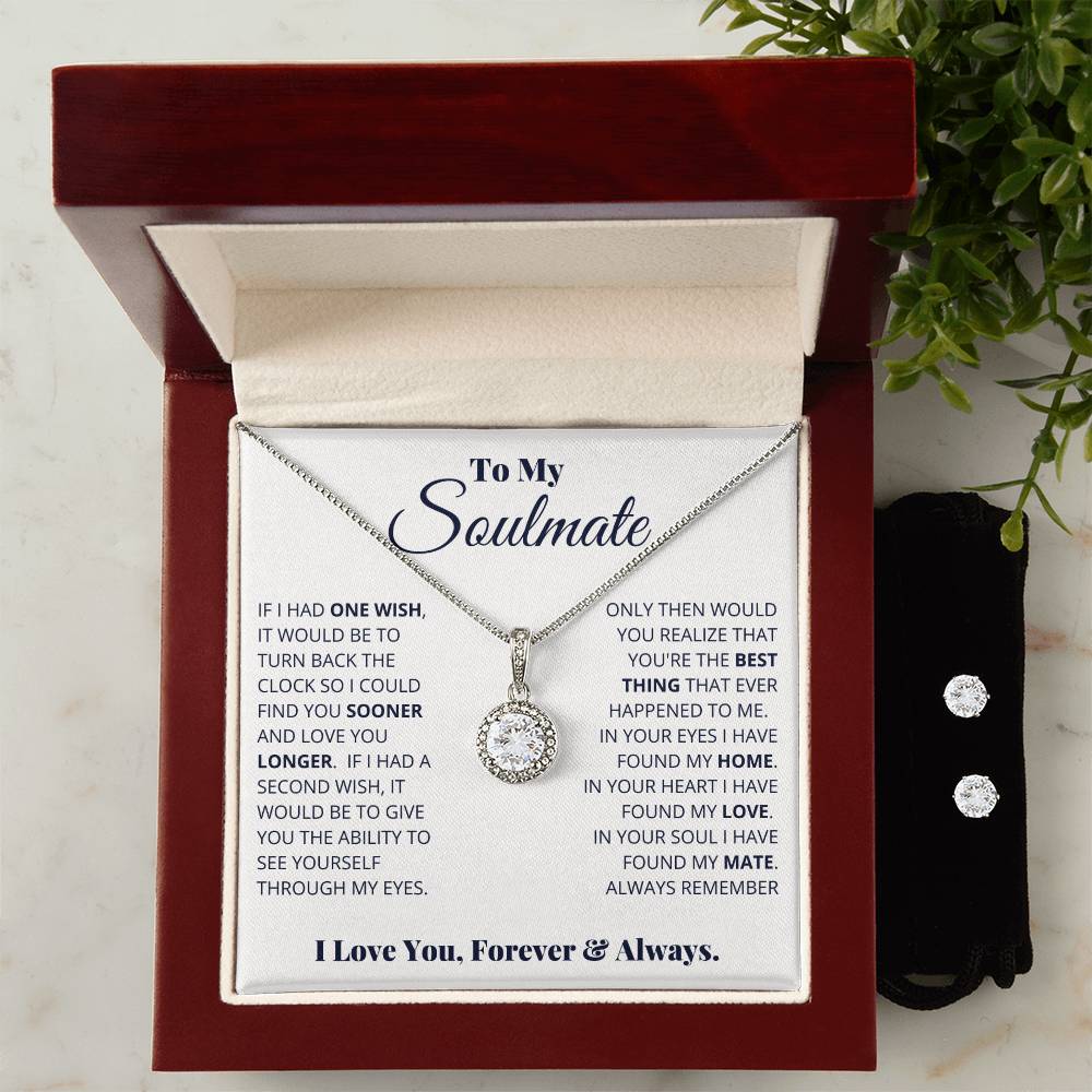 Soulmate Eternal Hope Necklace  Earring Set - Perfect Gift for Your Special Someone-[Heartfelt Family Gift]
