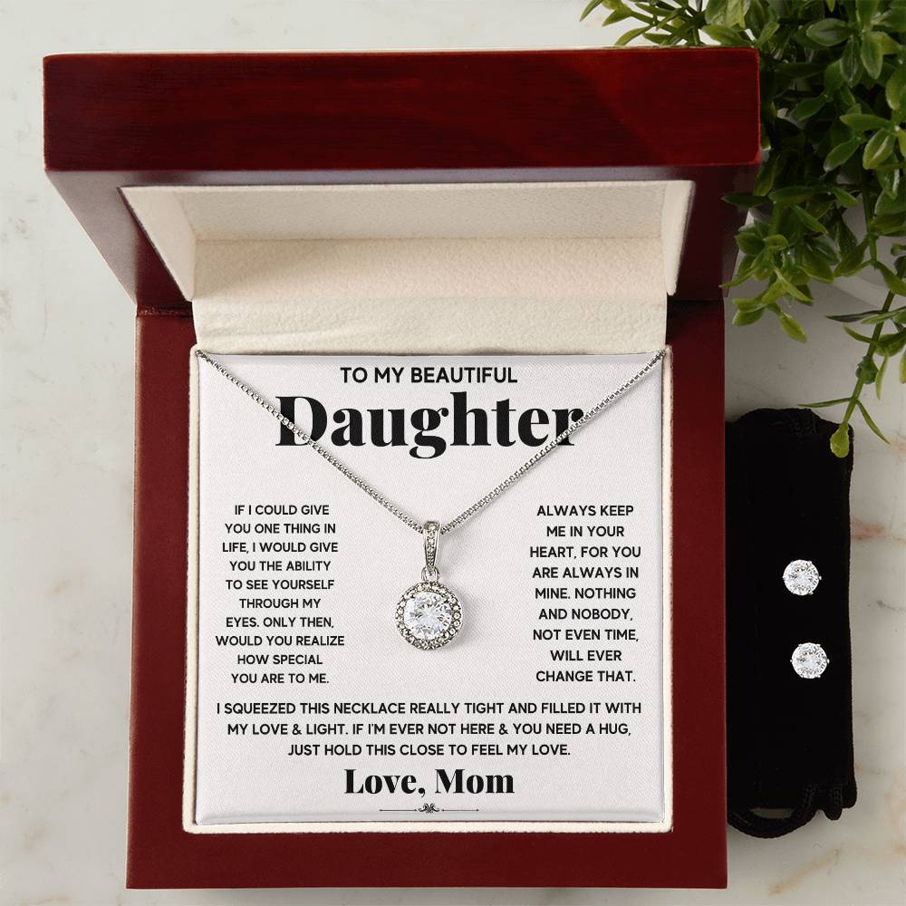 Daughter My Everything Hope Necklace and Earring Set - Perfect Gift for Your Beloved Daughter-[Heartfelt Family Gift]