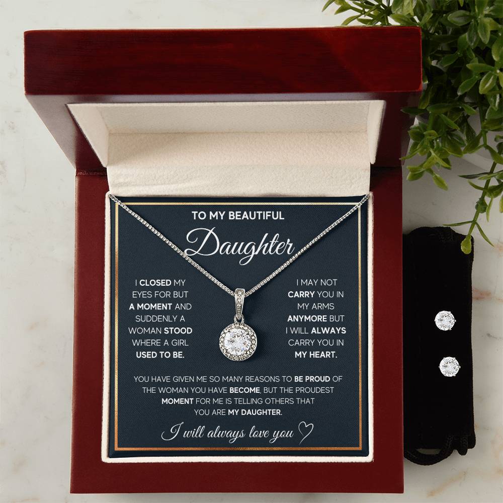 Hope Design Monogram Love You Always Necklace and Earring Set - Gift for Daughter-[Heartfelt Family Gift]