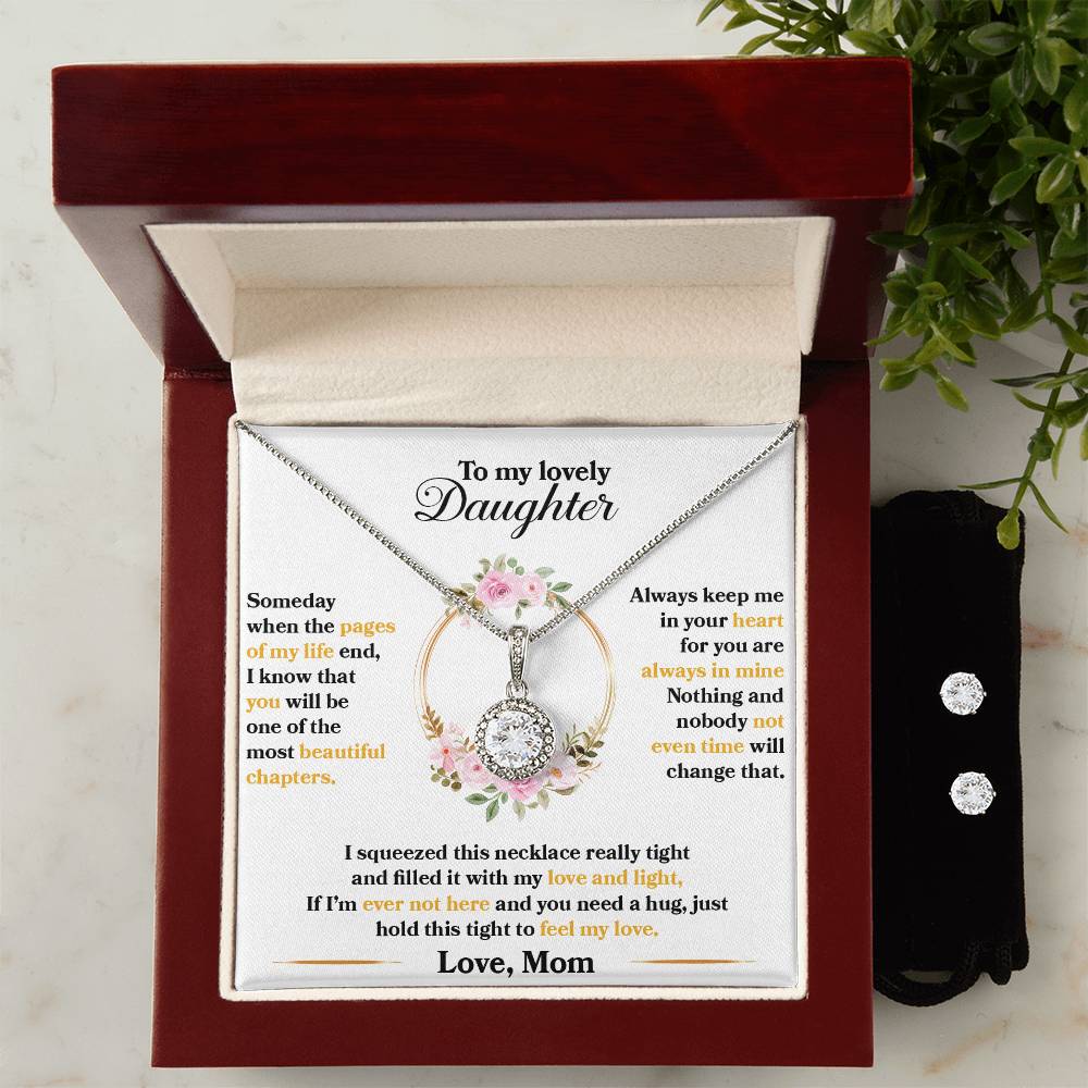 Daughter Eternal Hope Necklace  Earrings Set - Personalized Gift for Her-[Heartfelt Family Gift]