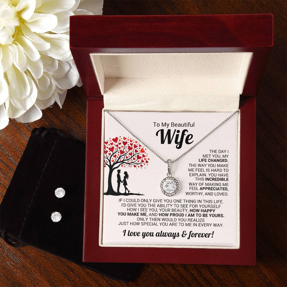 Wife Necklace & Earring Gift Set