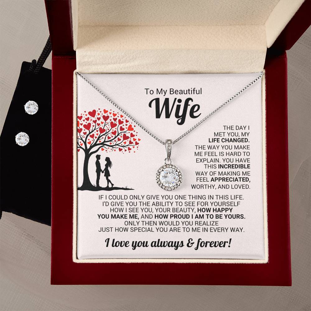 Wife Necklace & Earring Gift Set
