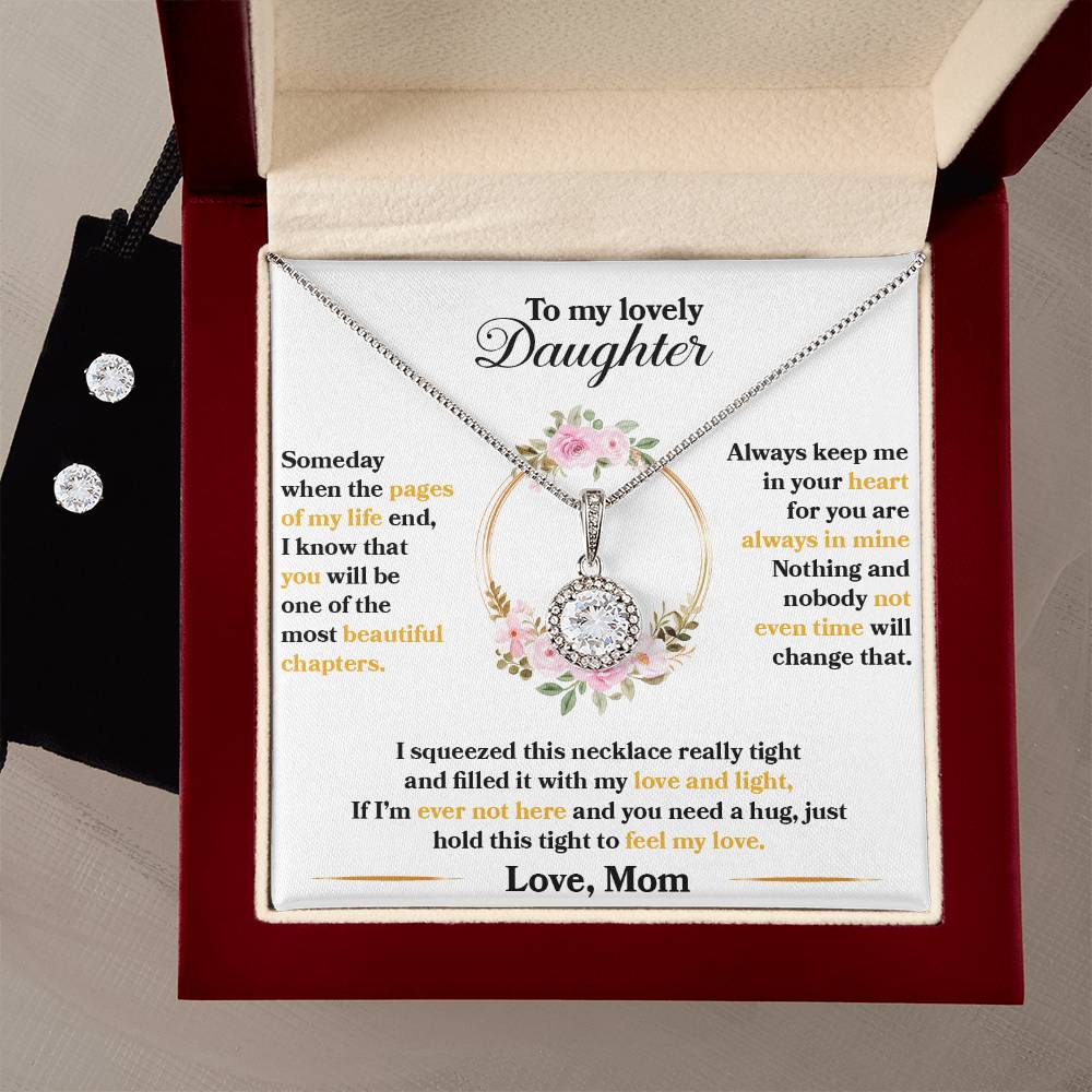 Daughter Eternal Hope Necklace  Earrings Set - Personalized Gift for Her-[Heartfelt Family Gift]