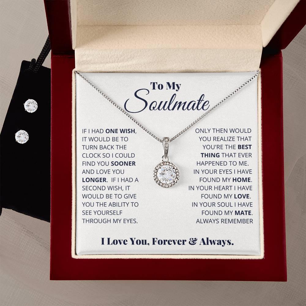 Soulmate Eternal Hope Necklace  Earring Set - Perfect Gift for Your Special Someone-[Heartfelt Family Gift]