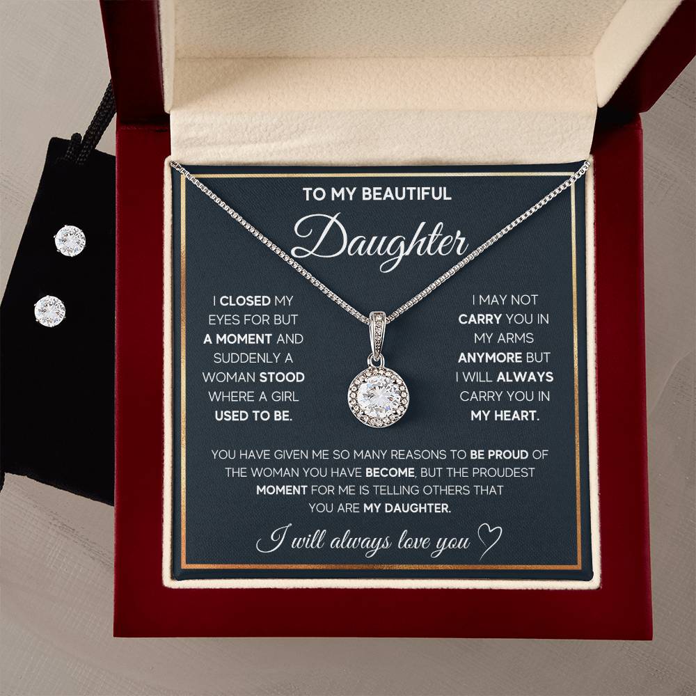 Hope Design Monogram Love You Always Necklace and Earring Set - Gift for Daughter-[Heartfelt Family Gift]