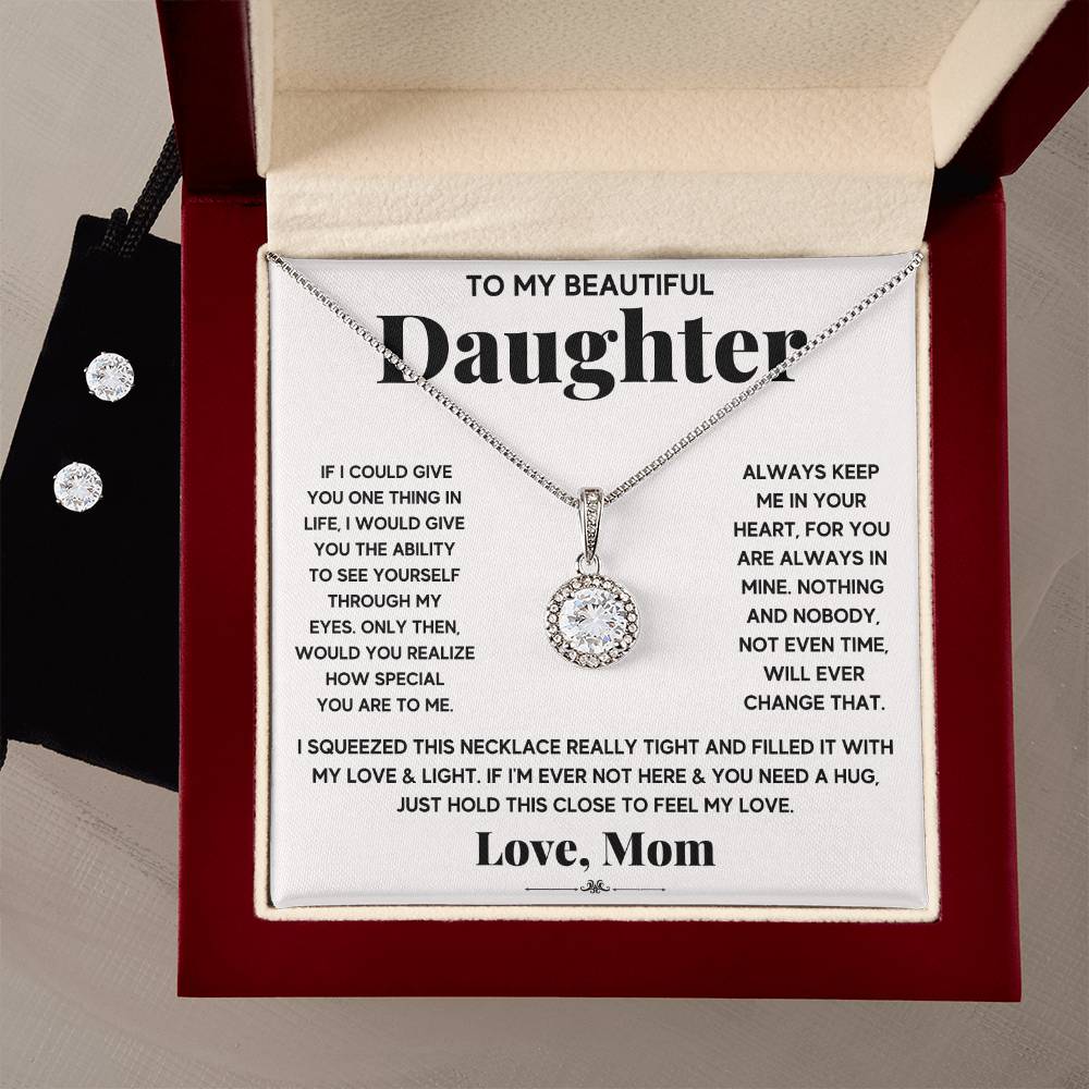 Daughter My Everything Hope Necklace and Earring Set - Perfect Gift for Your Beloved Daughter-[Heartfelt Family Gift]