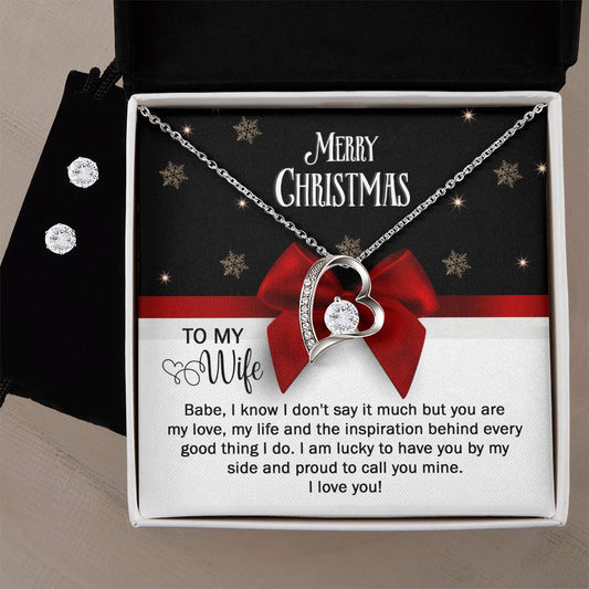 Heart Necklace Earring Set - Christmas Gift for Wife-[Heartfelt Family Gift]