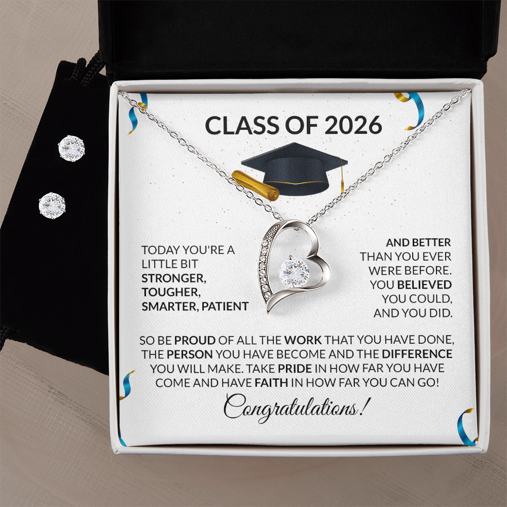 Class of 2026 Necklace and Earring Set Graduation Gift