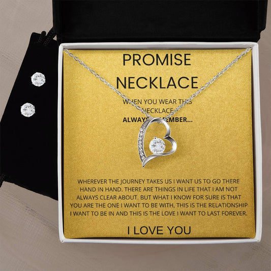 Promise Necklace Heart Necklace and Earring Set-[Heartfelt Family Gift]
