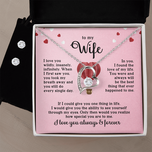 To My Wife Heart Necklace & Earring Set