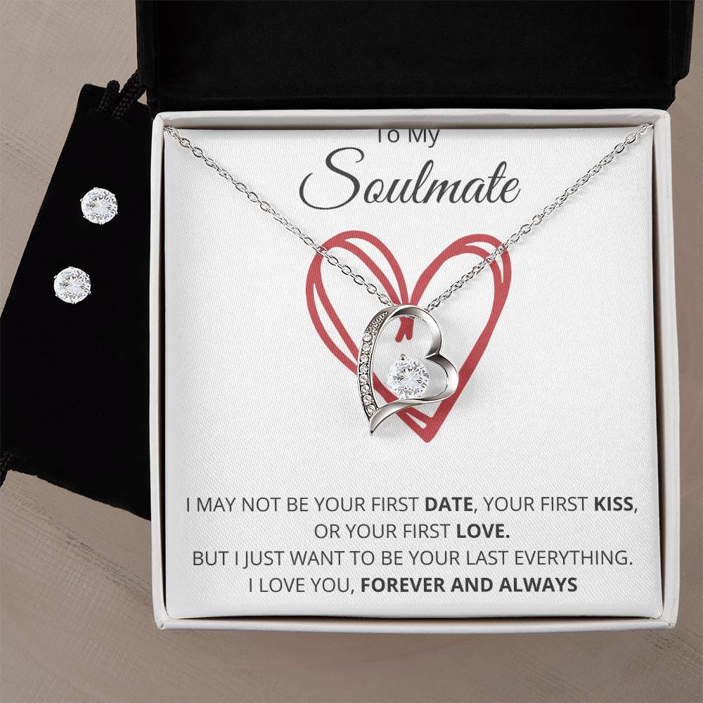 Soulmate Heart Necklace and Earring Set-[Heartfelt Family Gift]