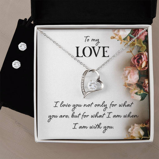 Love Romantic Soulmlate Heart Necklace and Earring Set-[Heartfelt Family Gift]