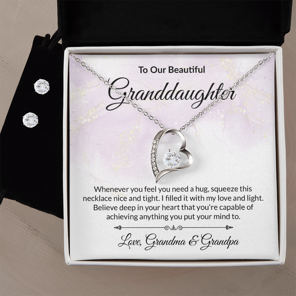 Granddaughter Heart Necklace & Earring Gift Set