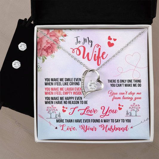 Charming Wife Heart Necklace and Earring Set - Perfect Gift for Your Special Someone-[Heartfelt Family Gift]