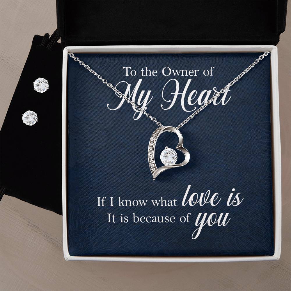 Soulmate Heart Necklace and Earring Set-[Heartfelt Family Gift]