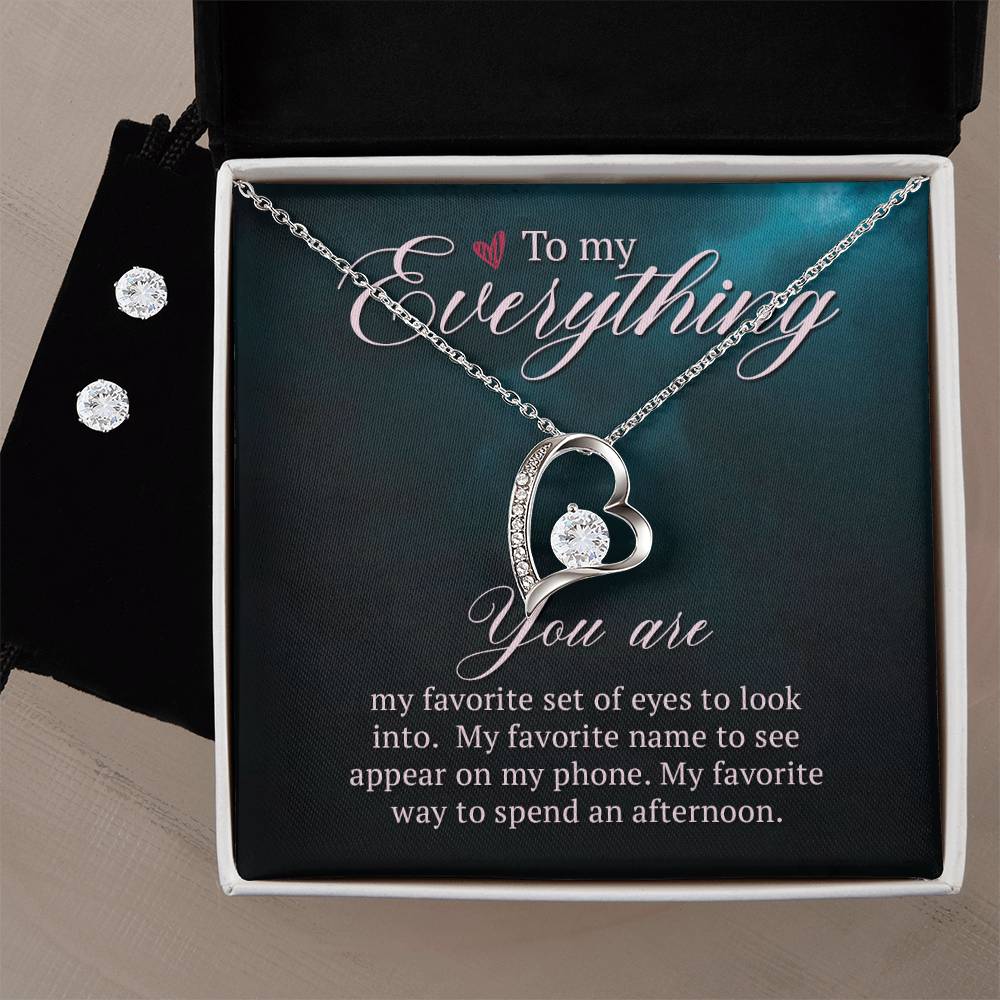 Romantic Heart Necklace and Earring Set-[Heartfelt Family Gift]