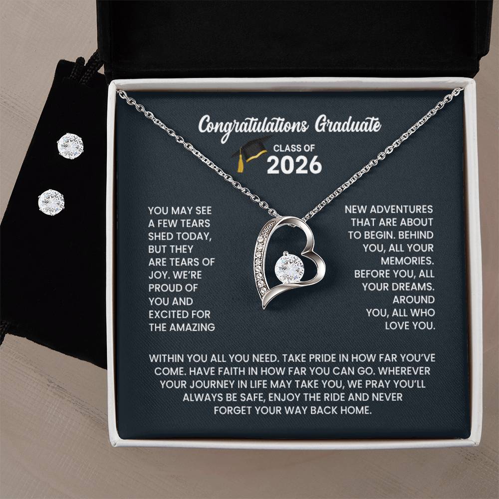 Class of 2026 Heart Necklace & Earring Set