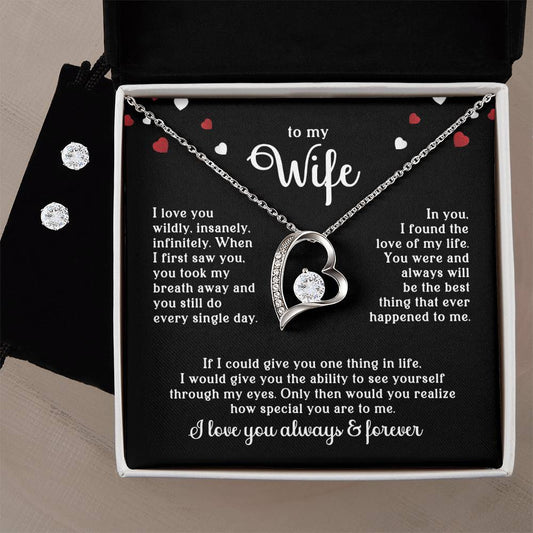Wife Heart Necklace & Earring Set