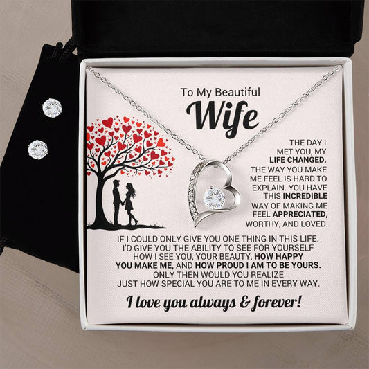 Wife Heart Necklace & Earring Set