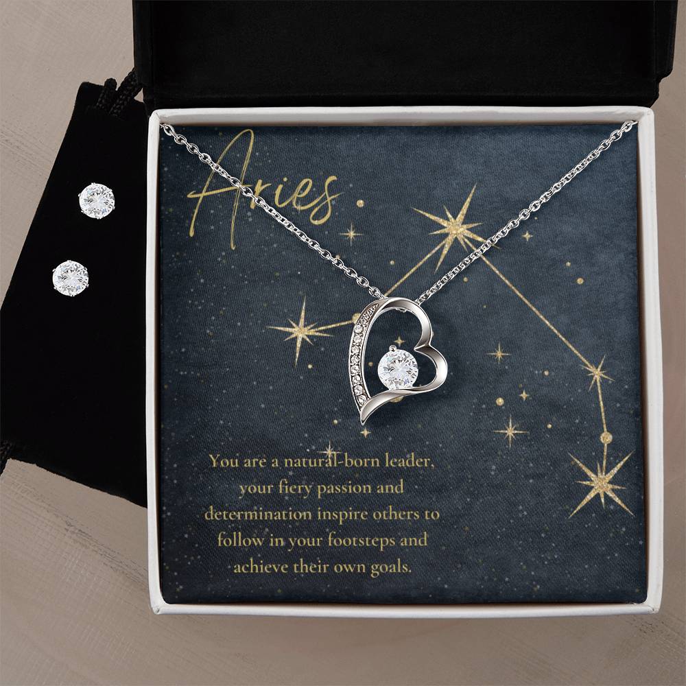 Aires Heart Necklace and Earring Set-[Heartfelt Family Gift]