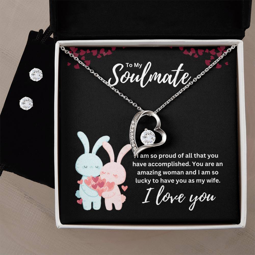 To My Soulmate Necklace and Earring Set-[Heartfelt Family Gift]