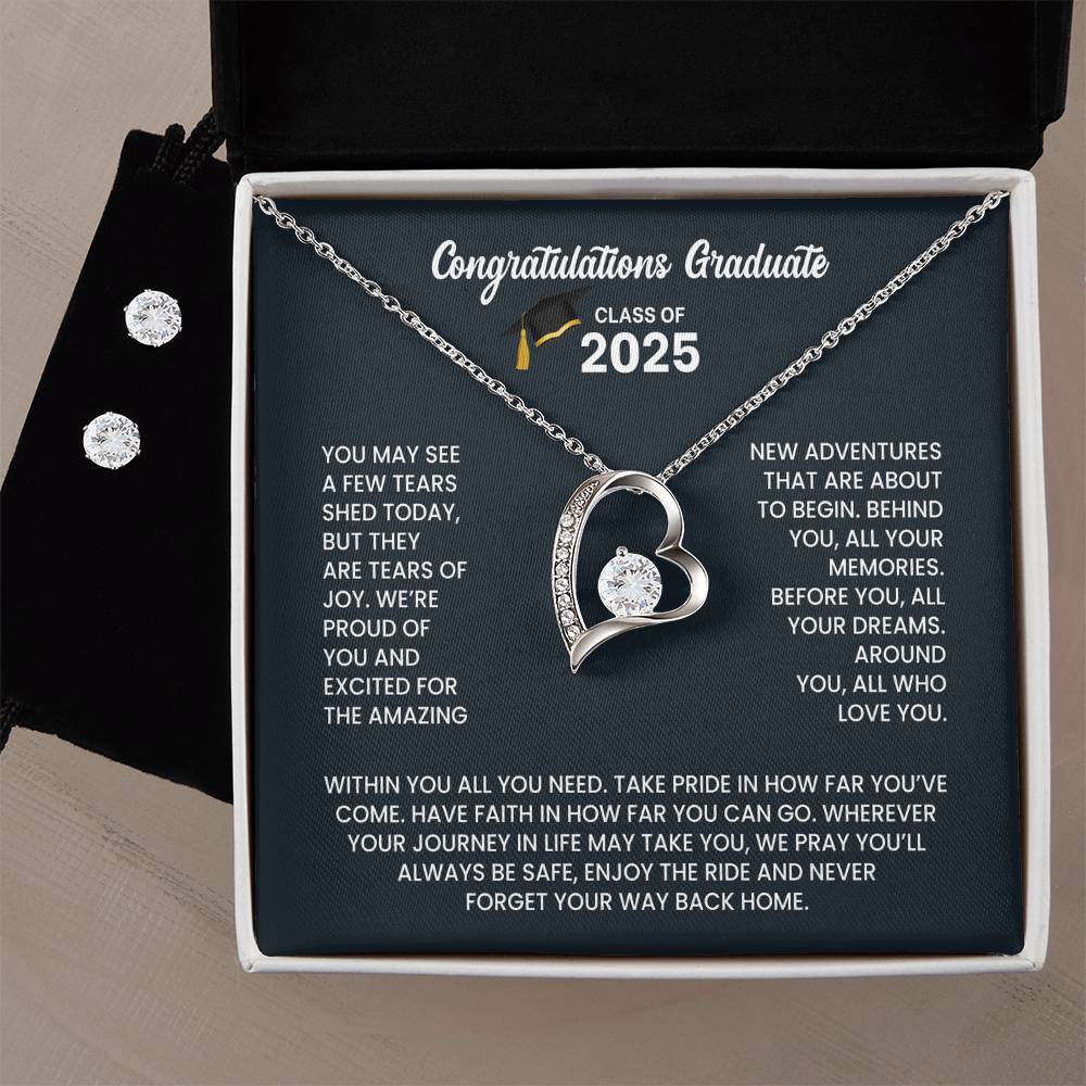 Class of 2026 Graduation Necklace and Earring Gift Set - Heart