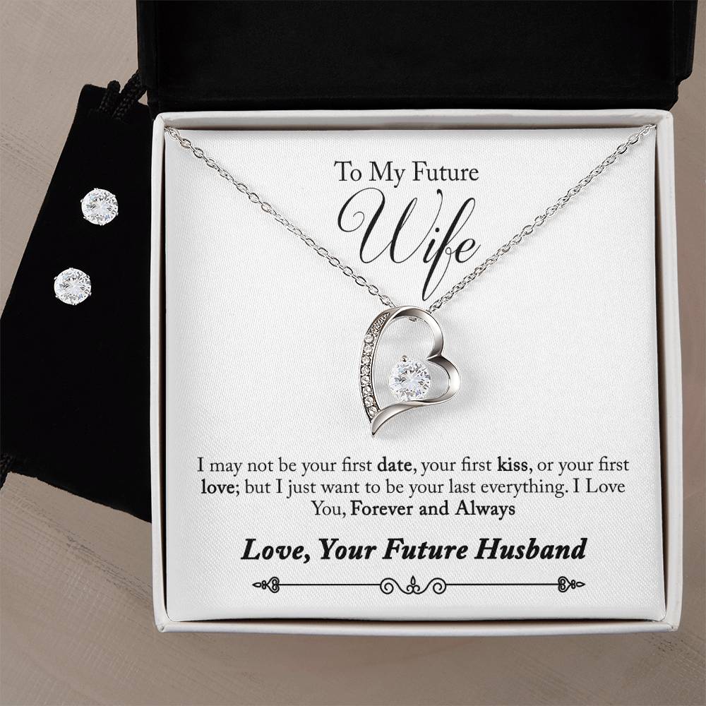 To My Future Wife Heart Necklace and Earring Set-[Heartfelt Family Gift]