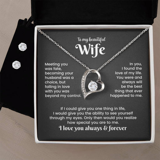 Wife Heart Necklace & Earring Set