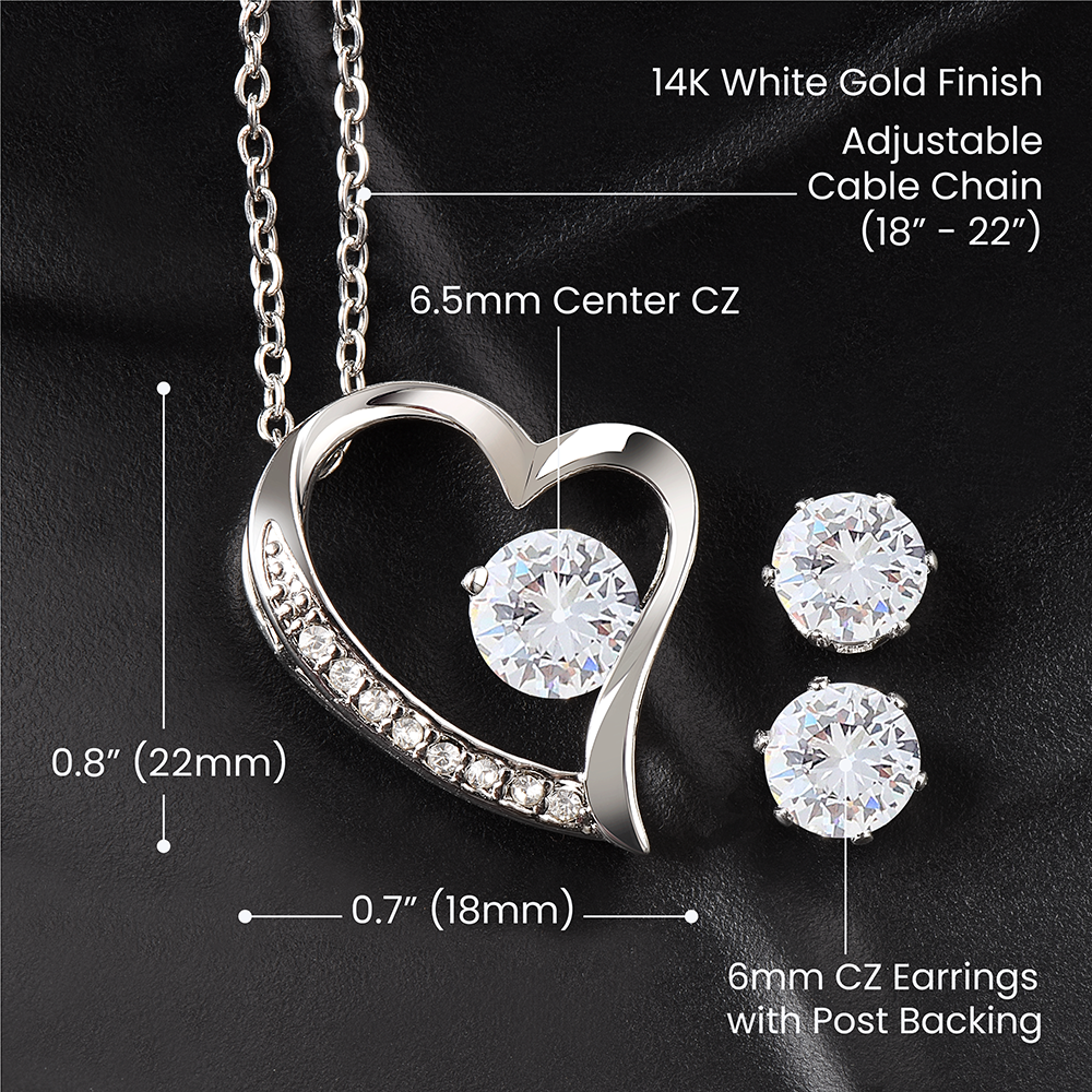 Romantic Heart Necklace and Earring Set-[Heartfelt Family Gift]