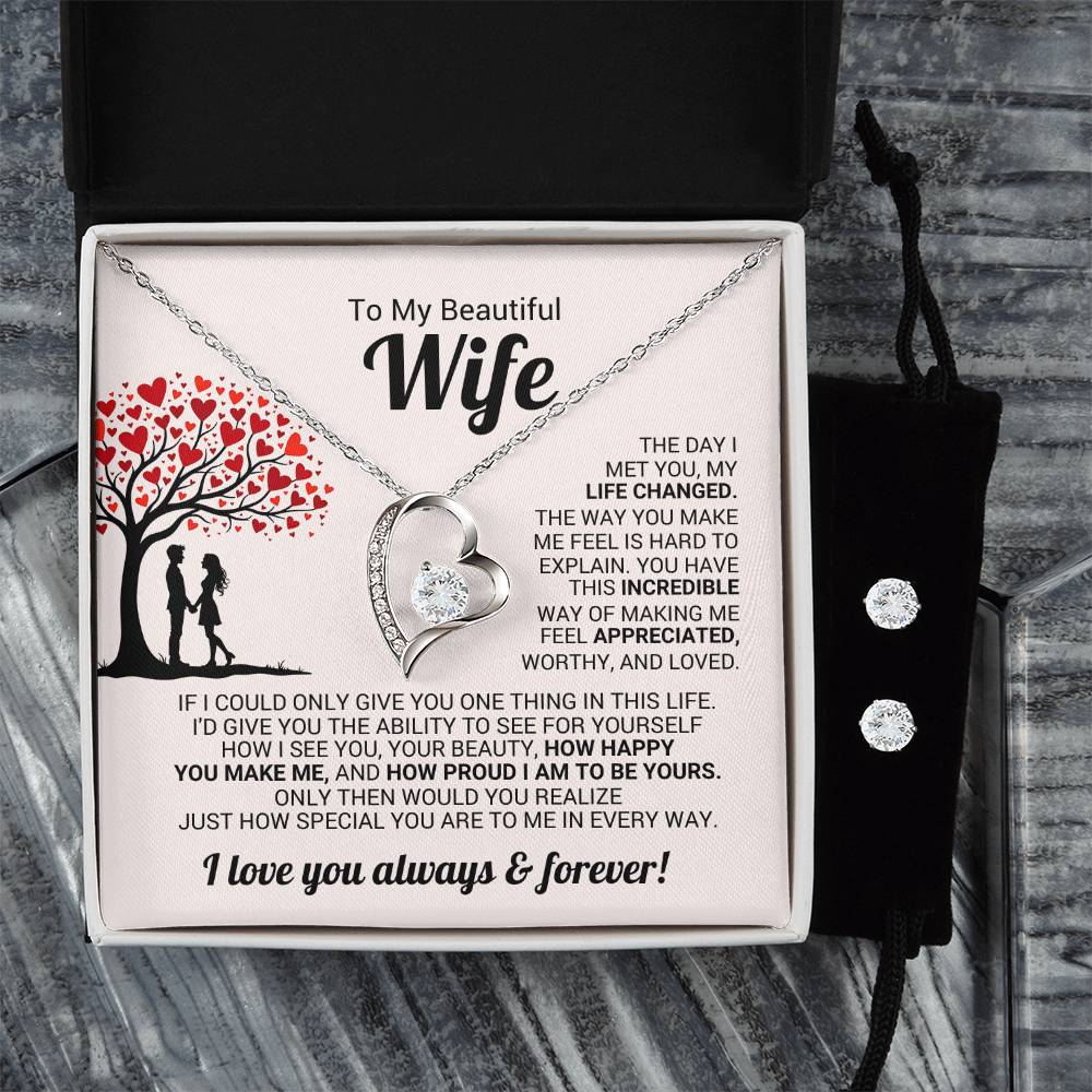 Wife Heart Necklace & Earring Set