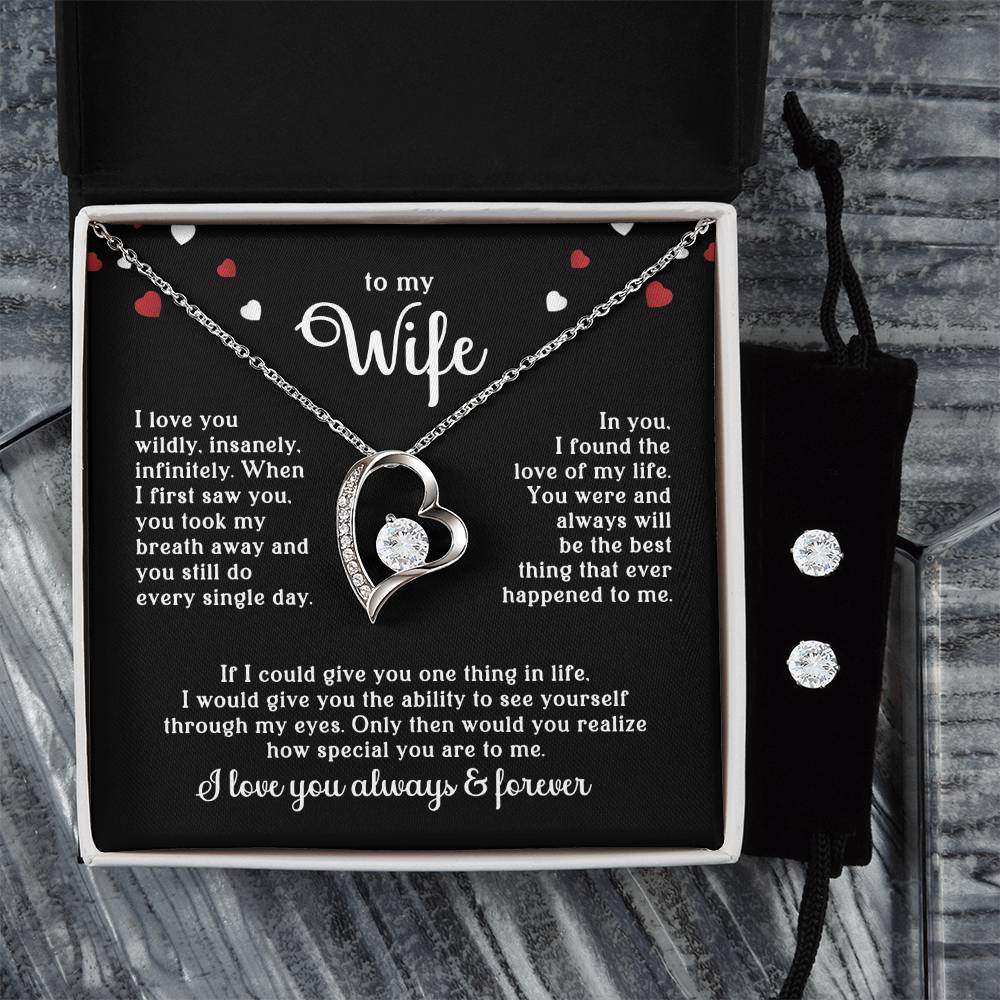 Wife Heart Necklace & Earring Set