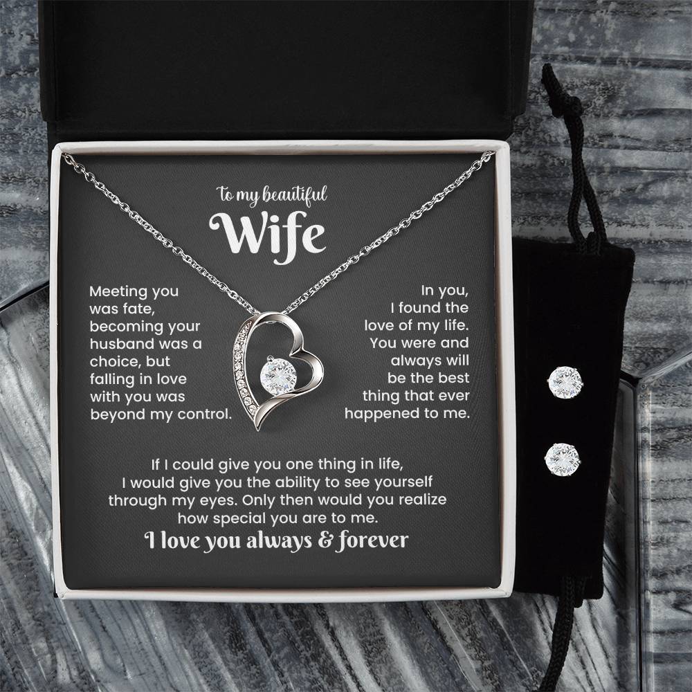 Wife Heart Necklace & Earring Set