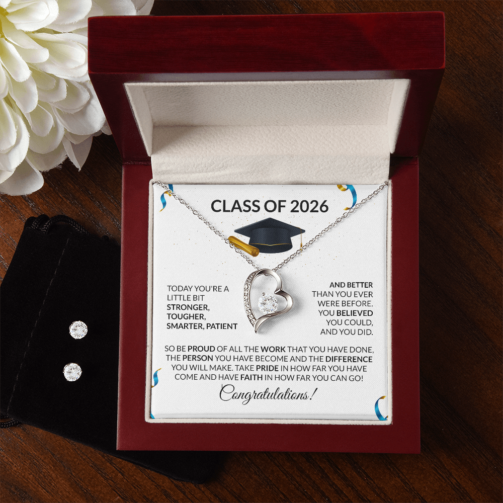 Class of 2026 Necklace and Earring Set Graduation Gift
