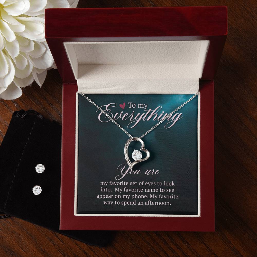 Romantic Heart Necklace and Earring Set-[Heartfelt Family Gift]