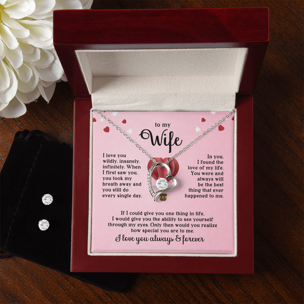 To My Wife Heart Necklace & Earring Set